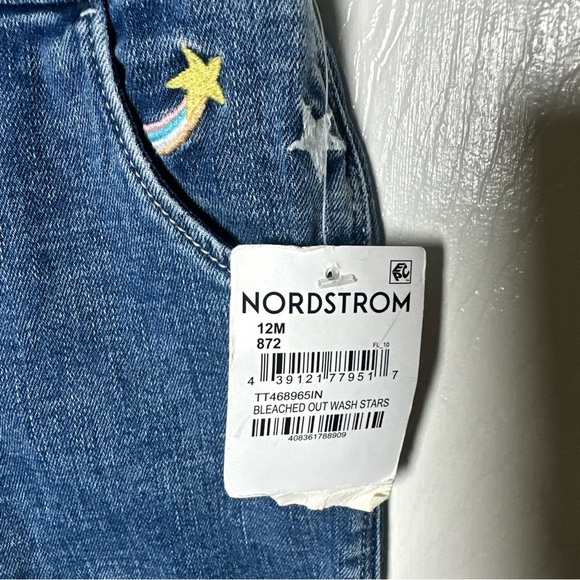 Tucker + Tate Baby Denim Overalls 12m Blue Star Rainbow Embroidered Jumpsuit - Picture 10 of 14